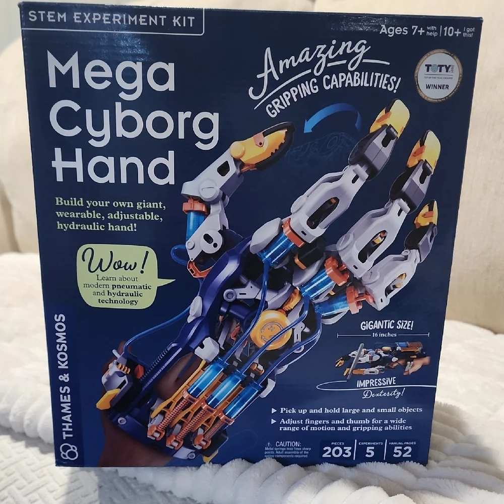 Thames & Kosmos Mega Cyborg Hand - Blue, White, and Orange